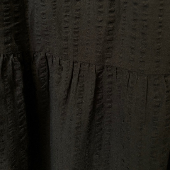 A New Day Midi Dress Short Sleeve Tiered Seersucker Black NEW Size Medium - Picture 6 of 9